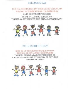 No School Conferences & Columbus Day